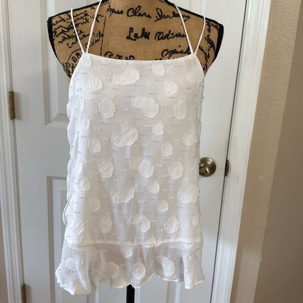 LOFT White Ruffled Camisole Crop Top